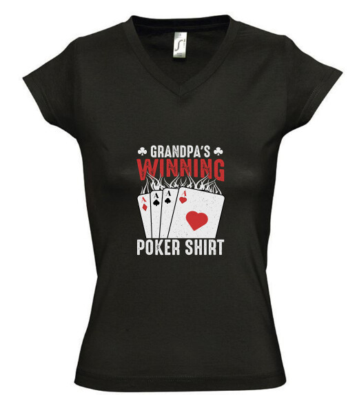 Női V nyakú póló