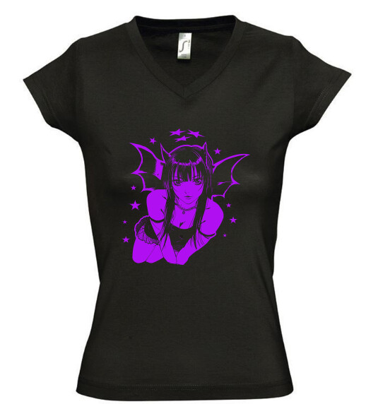 Női V nyakú póló