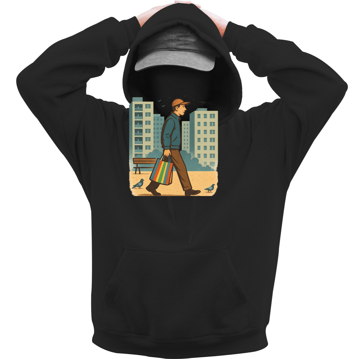 Kapucnis belebújós pulóver