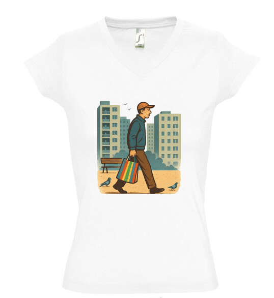 Női V nyakú póló