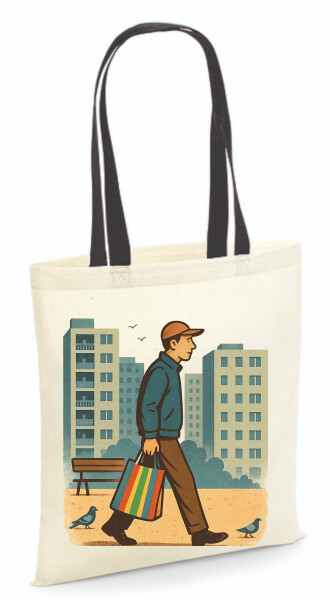 Vászontáska - színes fülű 