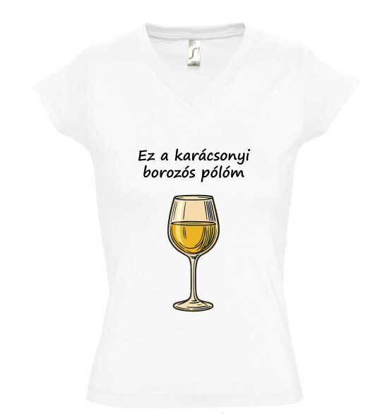 Női V nyakú póló