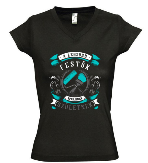 Női V nyakú póló