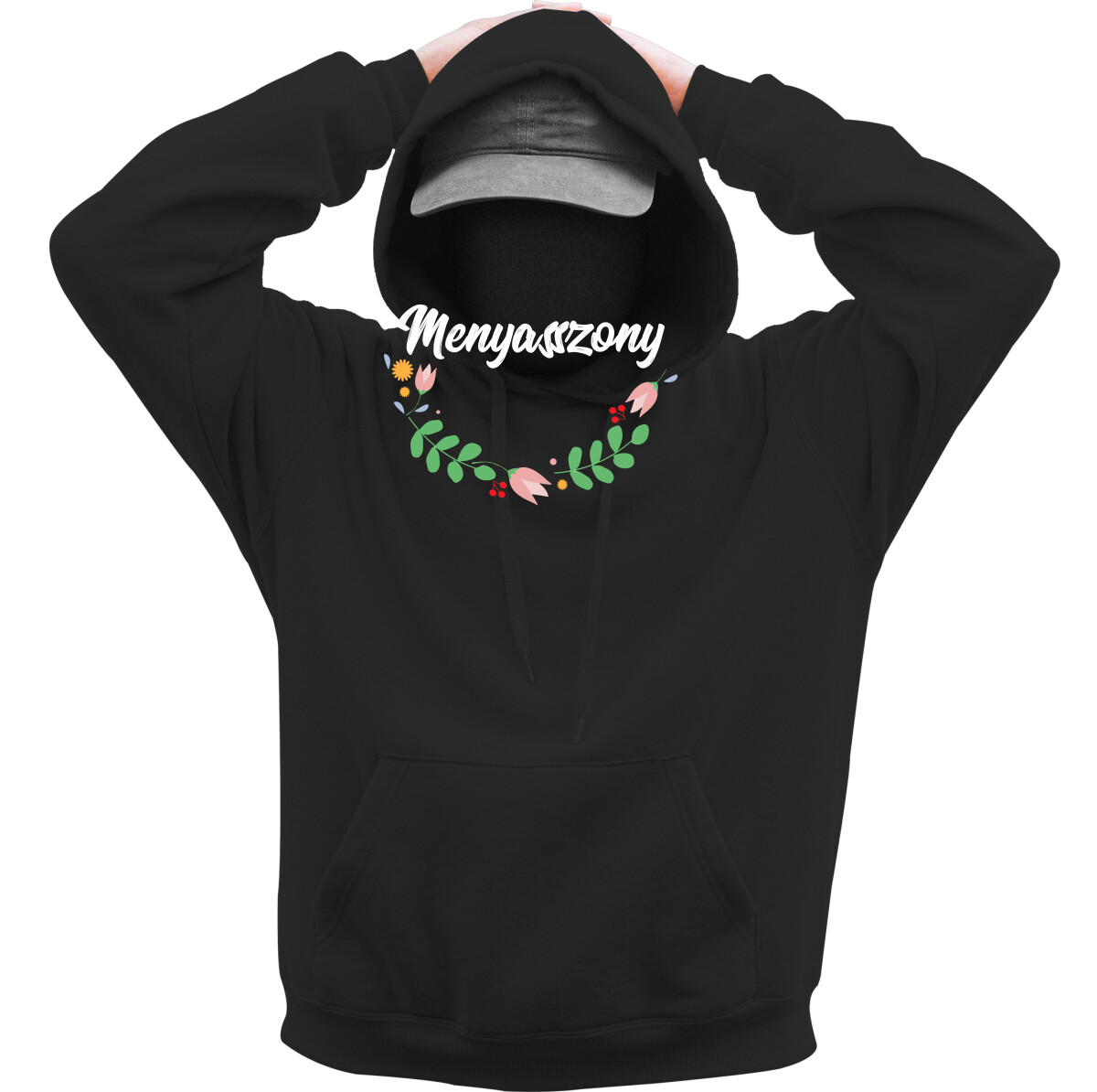 Kapucnis belebújós pulóver