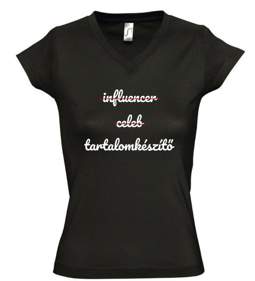 Női V nyakú póló