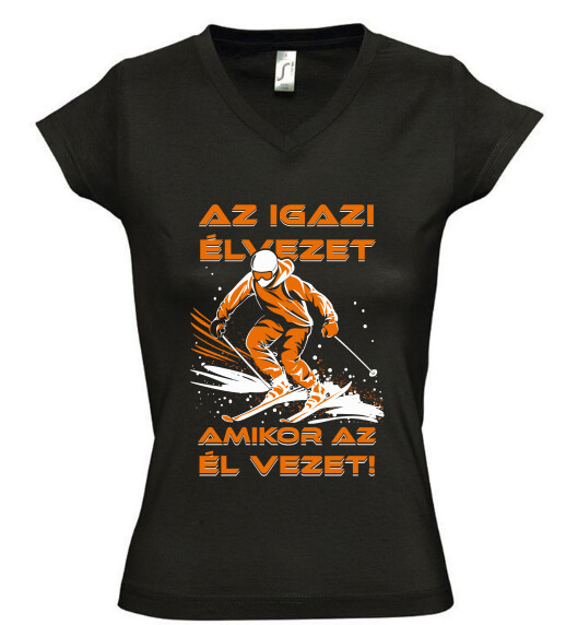 Női V nyakú póló