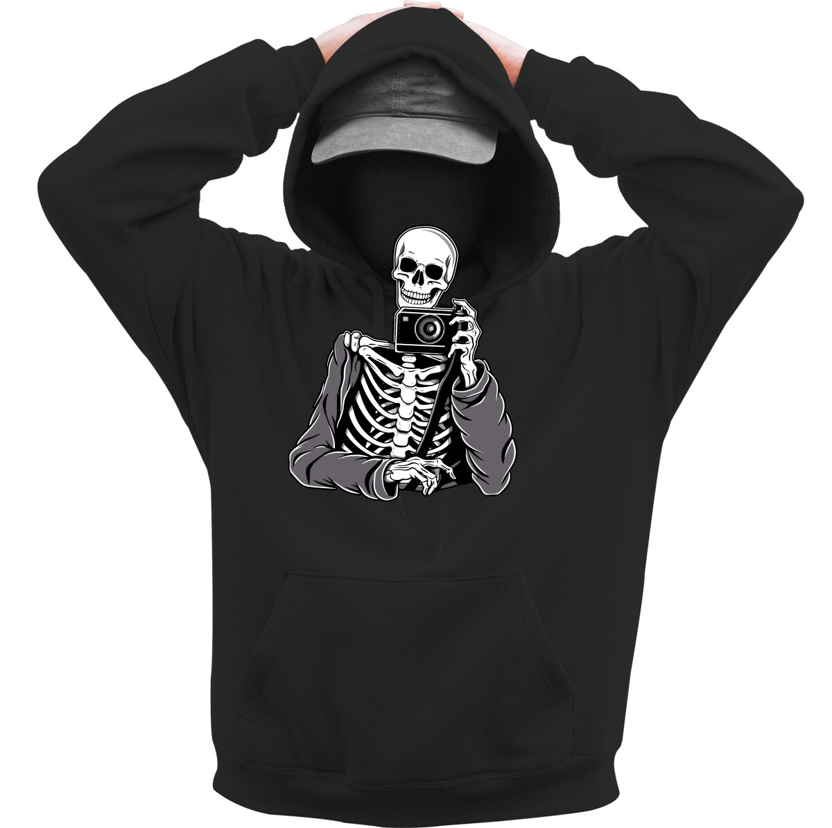 Kapucnis belebújós pulóver