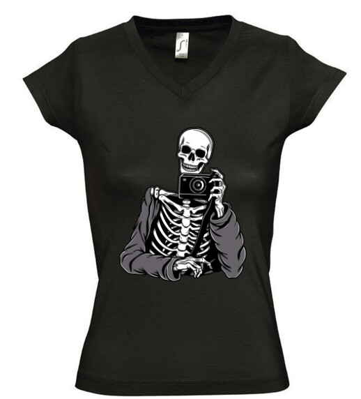 Női V nyakú póló