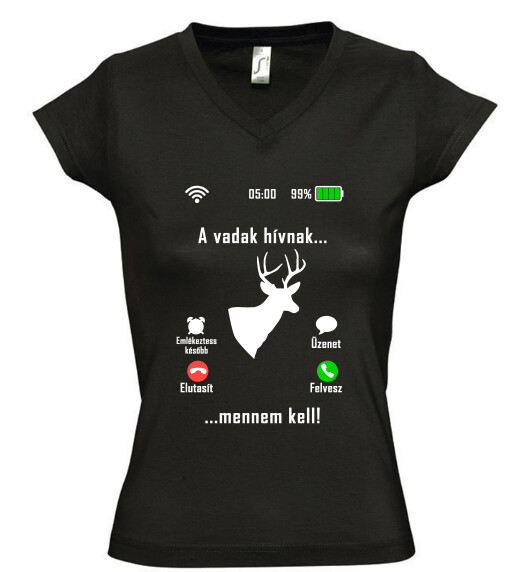 Női V nyakú póló