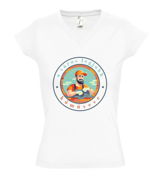Női V nyakú póló