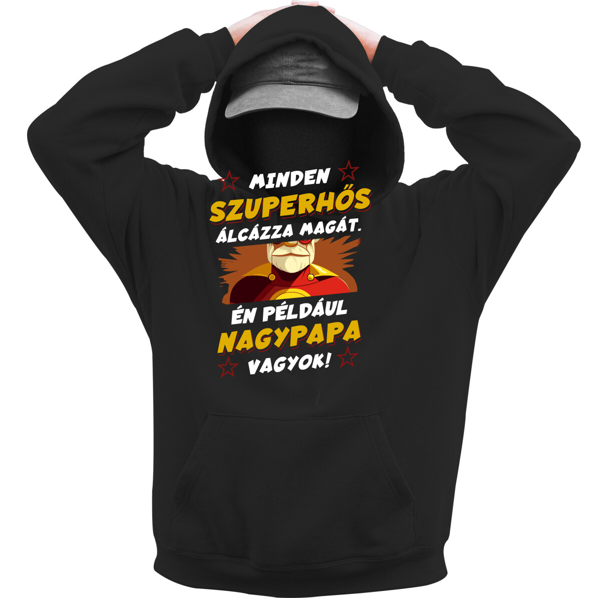 Kapucnis belebújós pulóver