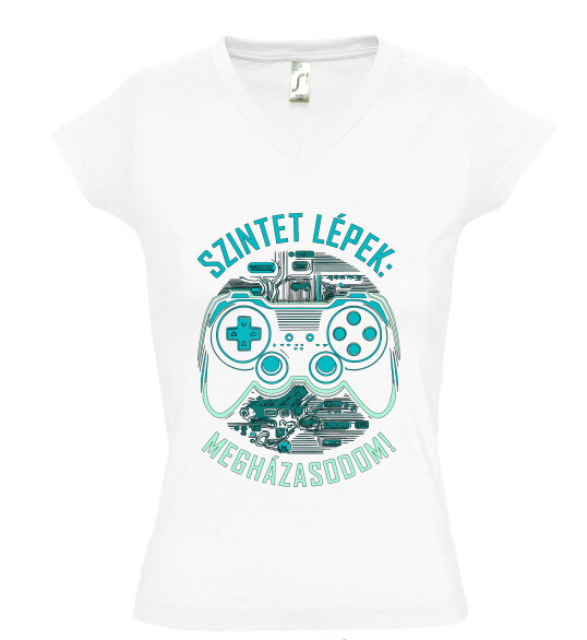 Női V nyakú póló