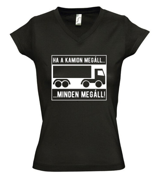 Női V nyakú póló