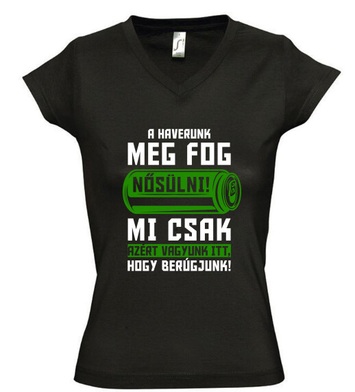 Női V nyakú póló