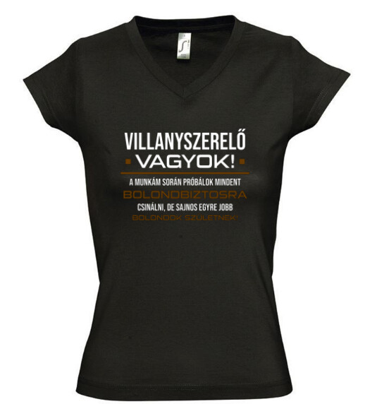 Női V nyakú póló