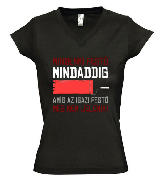 Női V nyakú póló