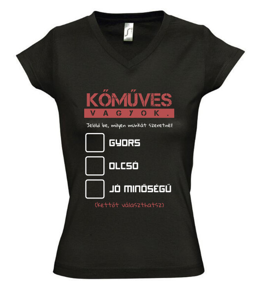 Női V nyakú póló