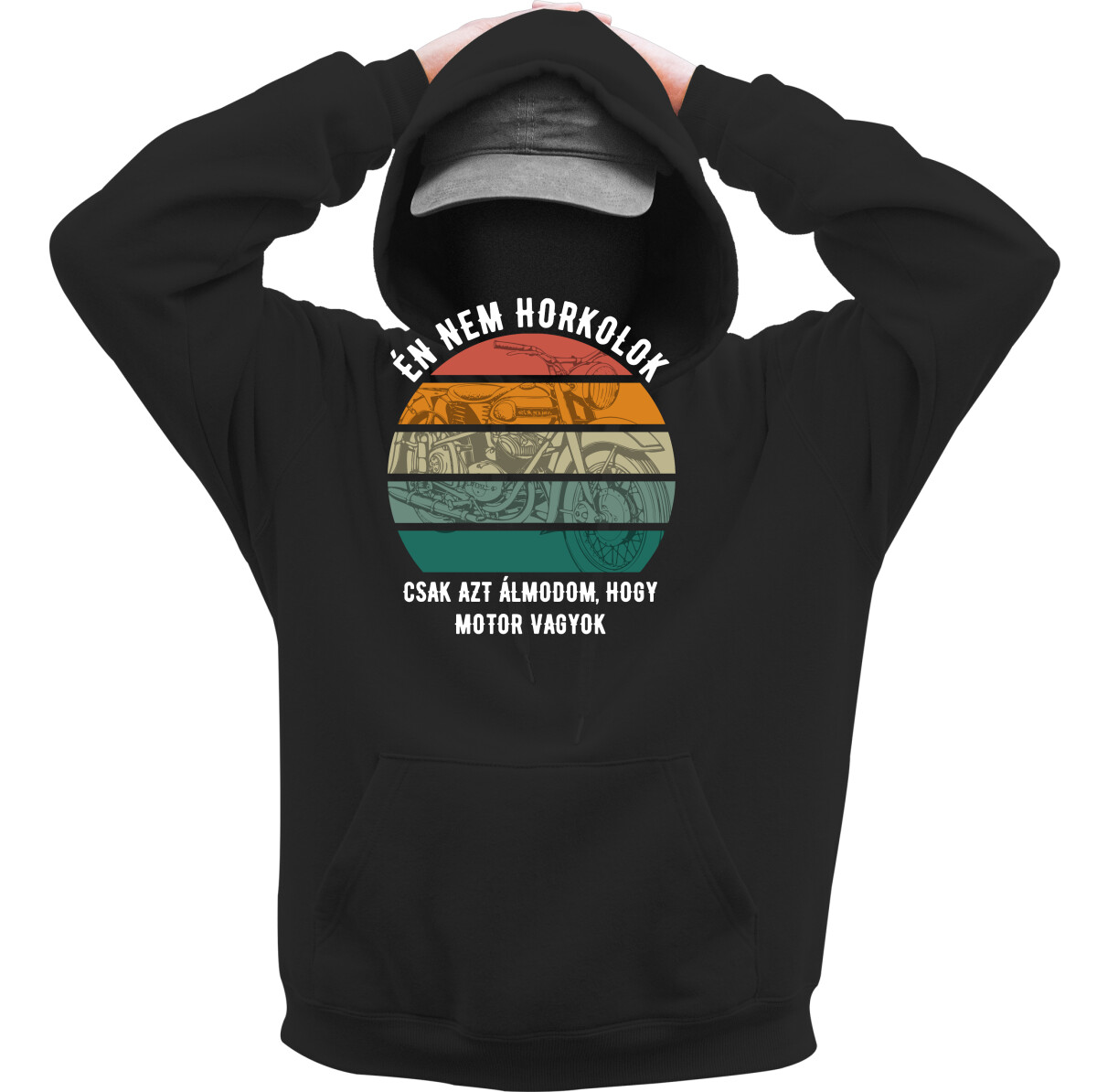 Kapucnis belebújós pulóver