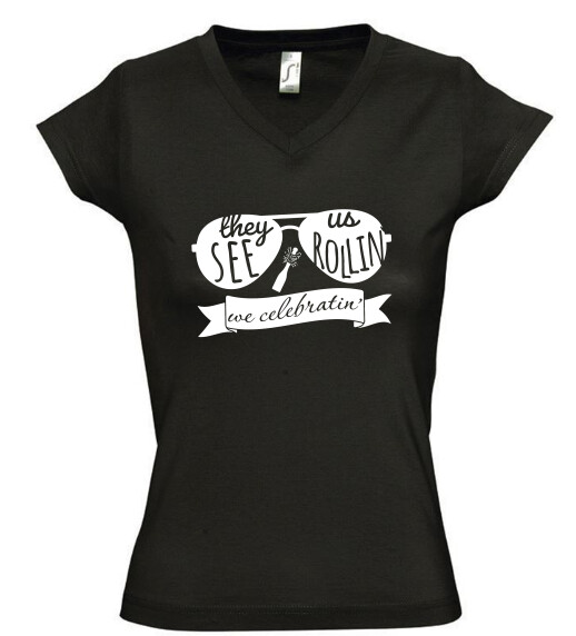 Női V nyakú póló