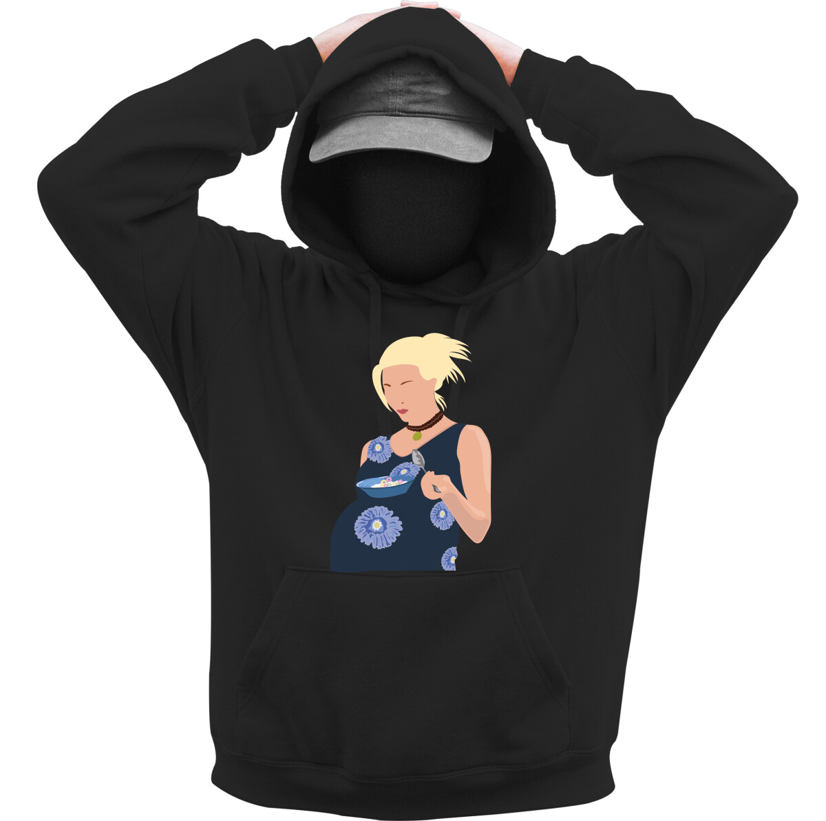 Kapucnis belebújós pulóver