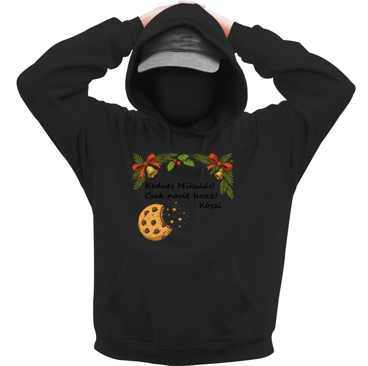 Kapucnis belebújós pulóver