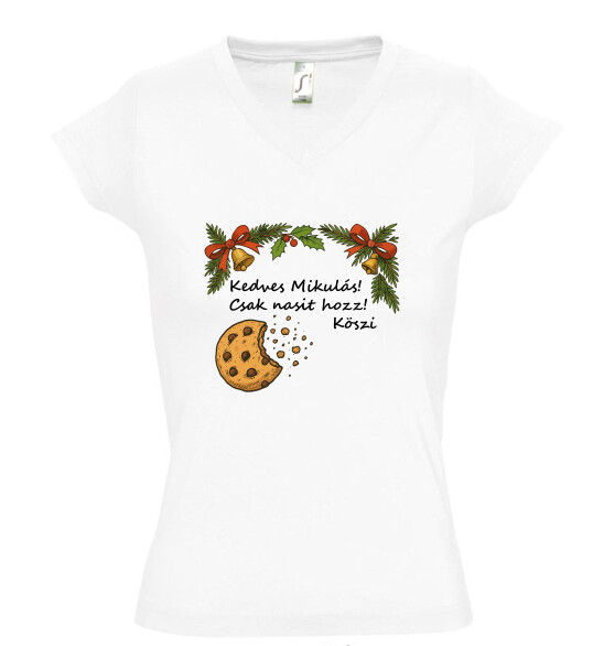 Női V nyakú póló