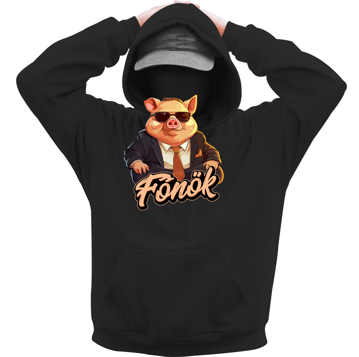 Kapucnis belebújós pulóver