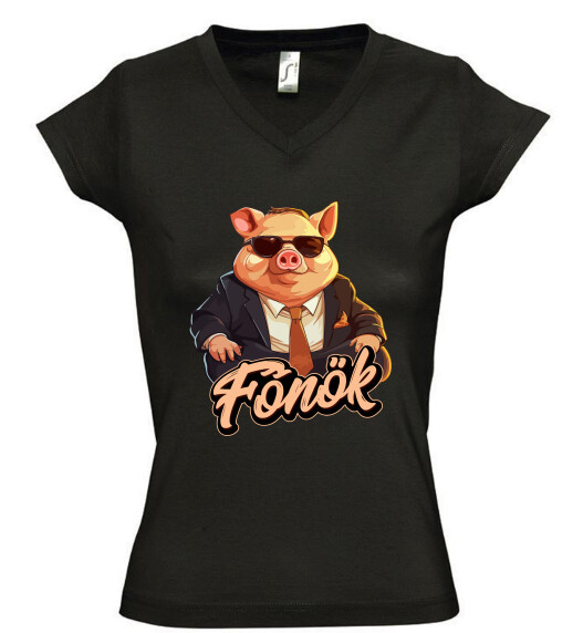 Női V nyakú póló