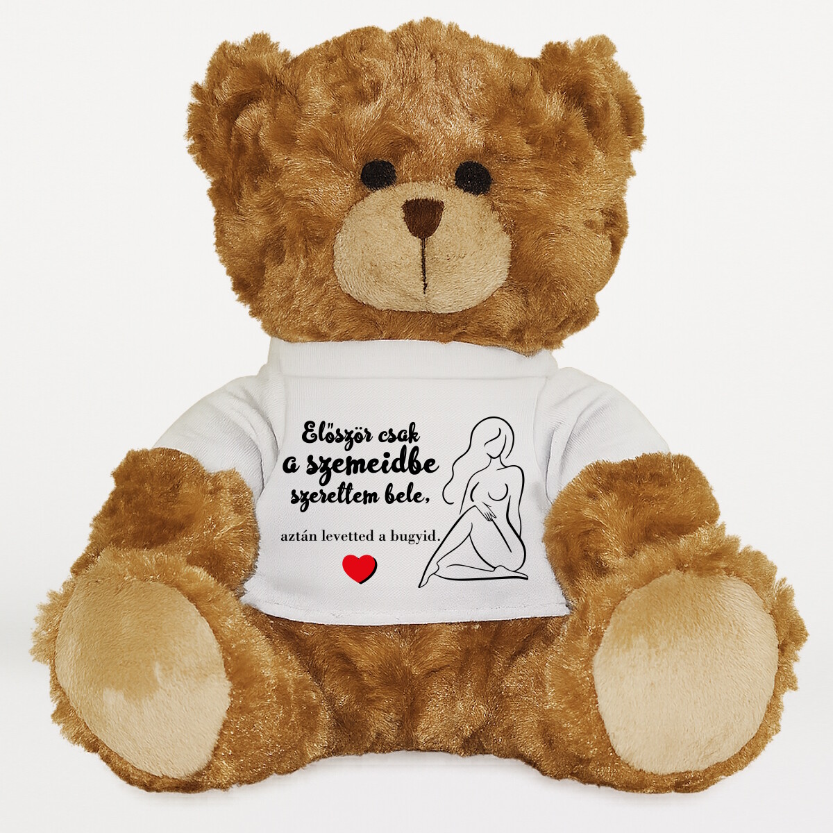 Plüssmaci egyedi pólóval