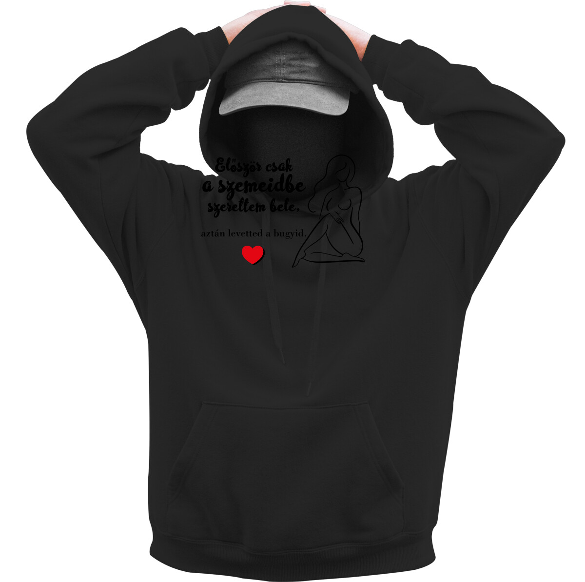 Kapucnis belebújós pulóver