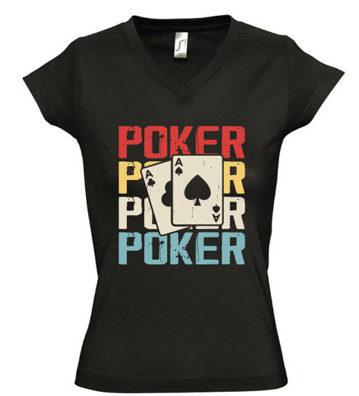 Női V nyakú póló