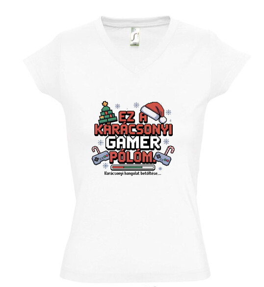 Női V nyakú póló