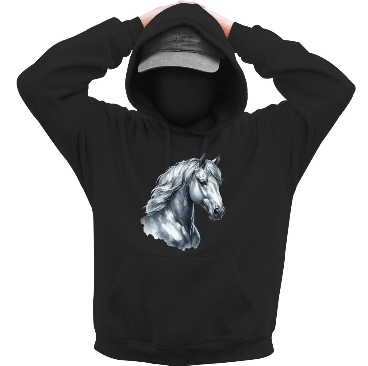 Kapucnis belebújós pulóver