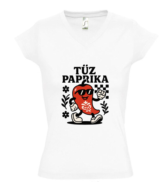 Női V nyakú póló