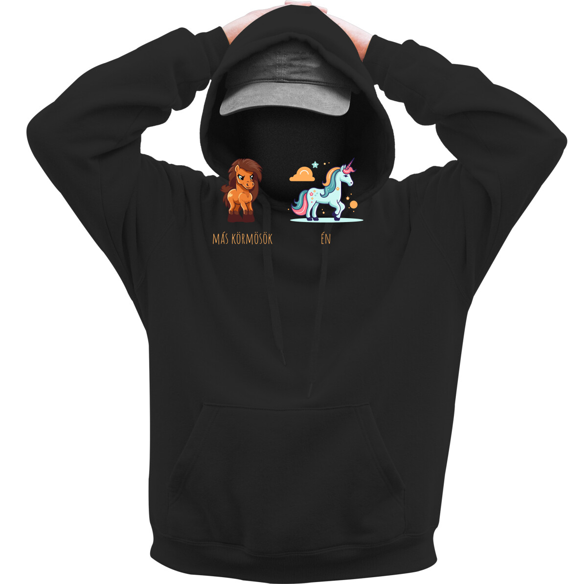 Kapucnis belebújós pulóver