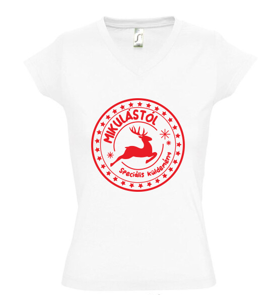 Női V nyakú póló