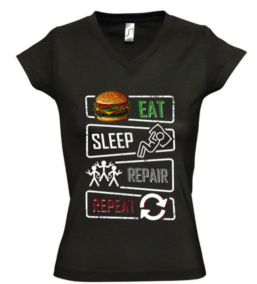 Női V nyakú póló