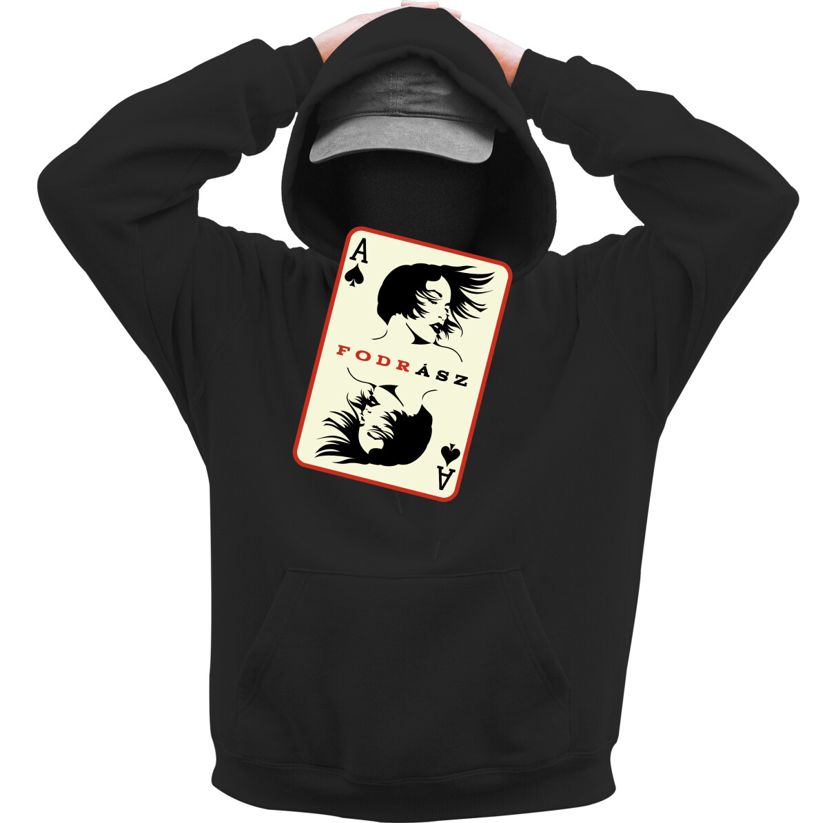 Kapucnis belebújós pulóver