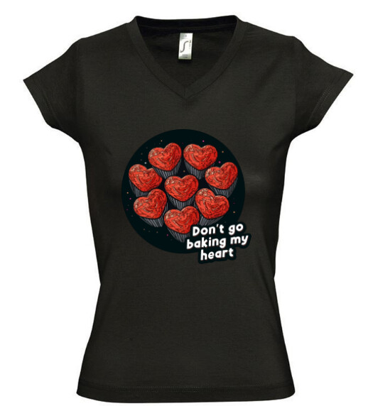 Női V nyakú póló