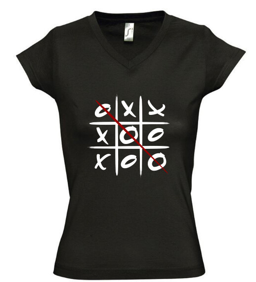 Női V nyakú póló