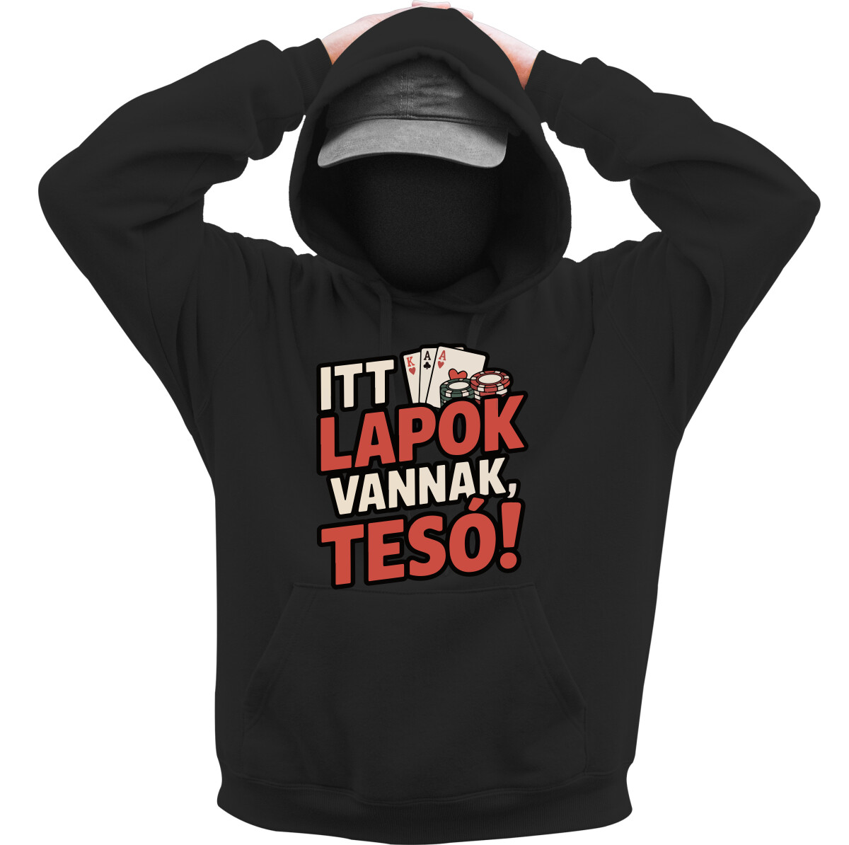 Kapucnis belebújós pulóver