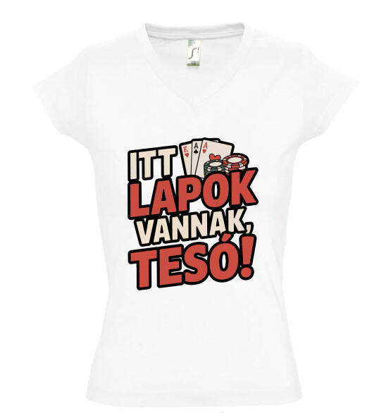 Női V nyakú póló