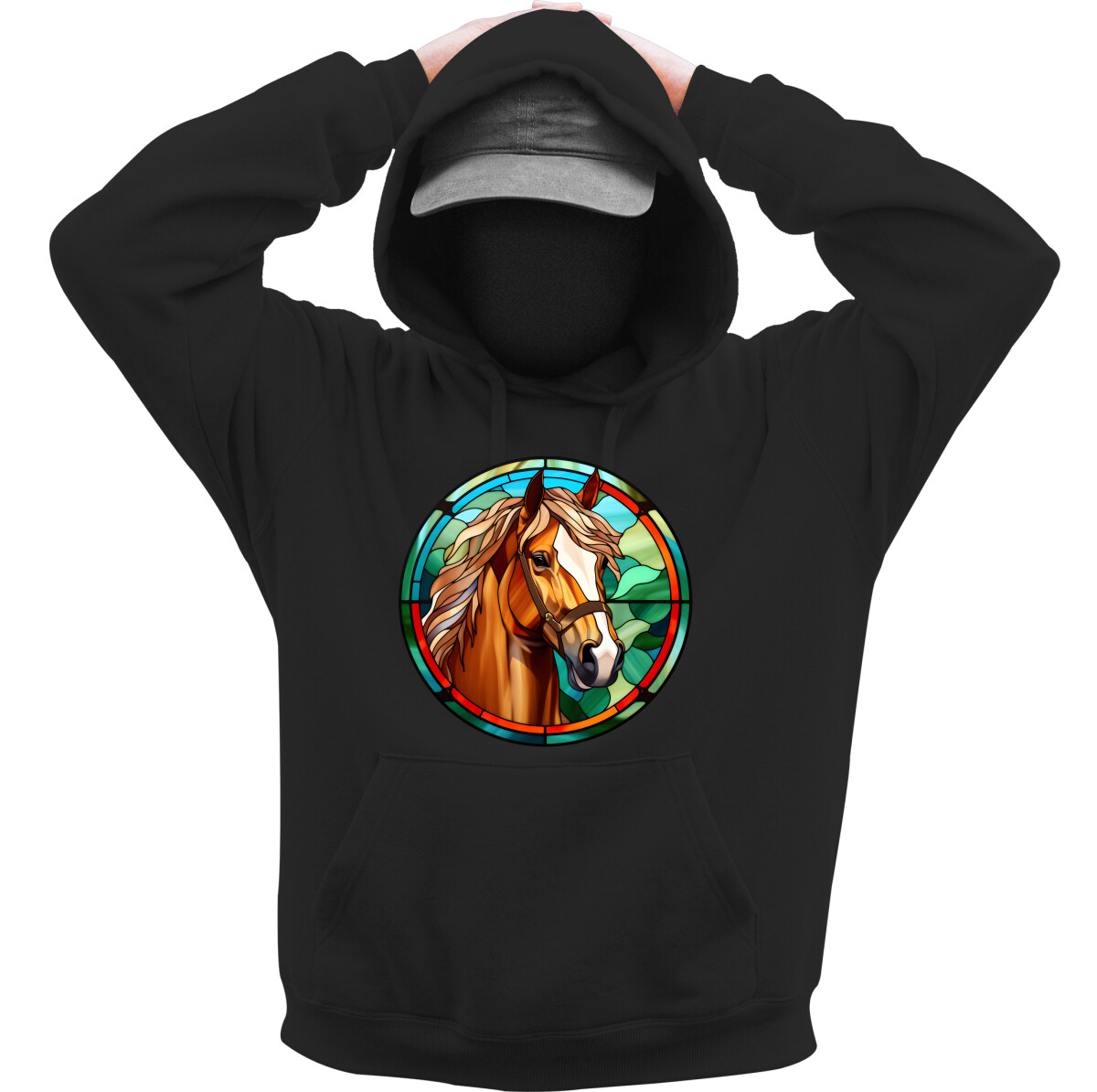 Kapucnis belebújós pulóver