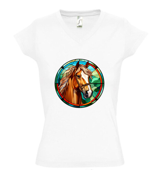 Női V nyakú póló