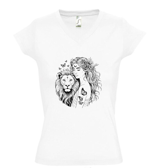 Női V nyakú póló