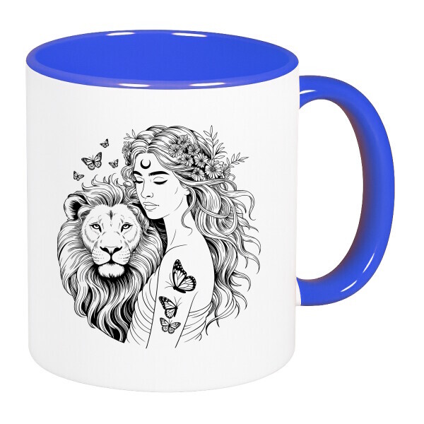 Színes fülű és belsejű bögre