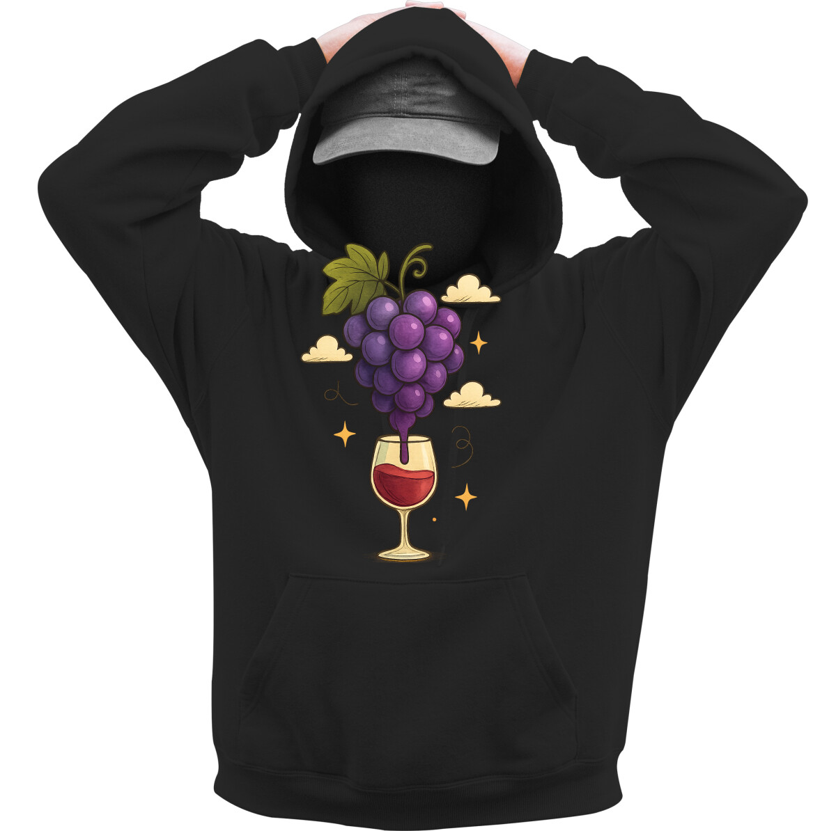 Kapucnis belebújós pulóver