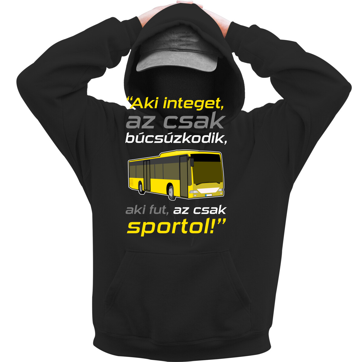 Kapucnis belebújós pulóver