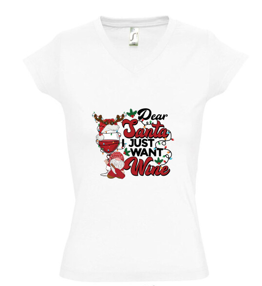 Női V nyakú póló