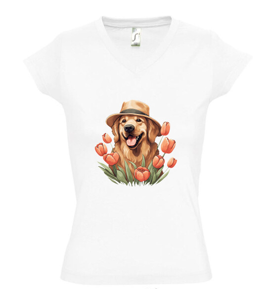 Női V nyakú póló